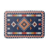 Azure Navy and Terracotta Geometric Tribal Badmat (Voorkant)