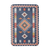 Azure Navy and Terracotta Geometric Tribal Badmat (Voorkant Verticaal)
