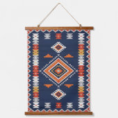 Azure Navy and Terracotta Geometric Tribal Hangend Wandkleed (Voorkant)
