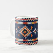 Azure Navy and Terracotta Geometric Tribal Koffiemok (Voorkant links)