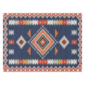 Azure Navy and Terracotta Geometric Tribal Tafelkleed (Voorkant (Horizontaal))