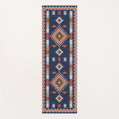 Azure Navy and Terracotta Geometric Tribal Yogamat (Voorkant)