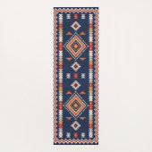 Azure Navy and Terracotta Geometric Tribal Yogamat (Achterkant)