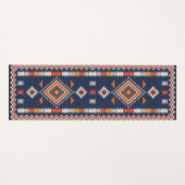 Azure Navy and Terracotta Geometric Tribal Yogamat (Voorkant (horizontaal))