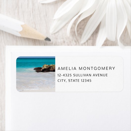 Azure Ocean Sandy Beach Foto Adres Etiket (Insitu)