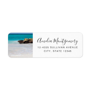 Azure Ocean Sandy Beach Foto Adres Etiket