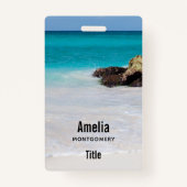 Azure Ocean Sandy Beach Foto Badge (Voorkant)