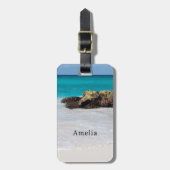 Azure Ocean Sandy Beach Foto Bagagelabel (Voorkant verticaal)