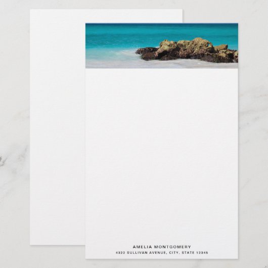 Azure Ocean Sandy Beach Foto Briefpapier (Voorkant / Achterkant)