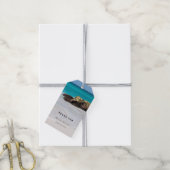 Azure Ocean Sandy Beach Foto bruiloft Dank u Cadeaulabel (Met Touw)
