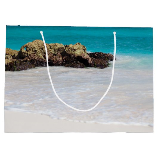 Azure Ocean Sandy Beach Foto Groot Cadeauzakje (Achterkant)