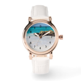 Azure Ocean Sandy Beach Foto Horloge