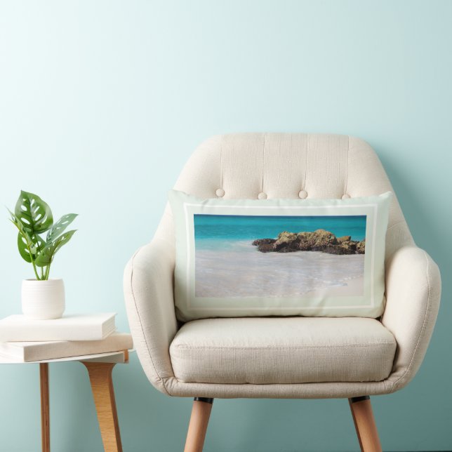 Azure Ocean Sandy Beach Foto Kussen (Stoel)