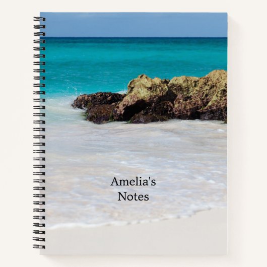 Azure Ocean Sandy Beach Foto Notitieboek (Voorkant)