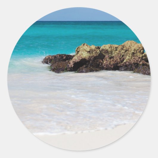 Azure Ocean Sandy Beach Foto Ronde Sticker (Voorkant)