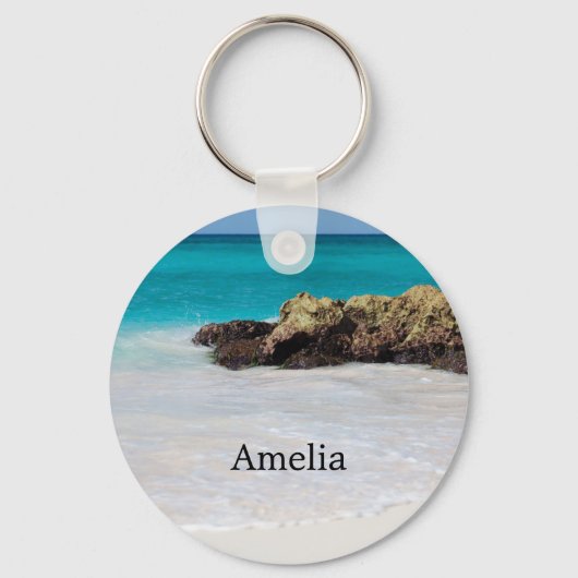 Azure Ocean Sandy Beach Foto Sleutelhanger (Voorkant)