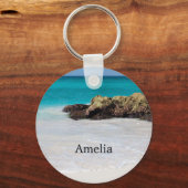 Azure Ocean Sandy Beach Foto Sleutelhanger (Voorkant)