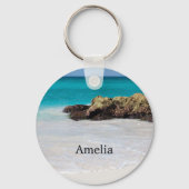 Azure Ocean Sandy Beach Foto Sleutelhanger (Achterkant)