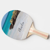 Azure Ocean Sandy Beach Foto Tafeltennisbatje (Zijkant)
