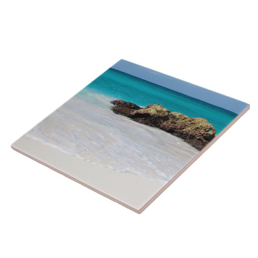 Azure Ocean Sandy Beach Foto Tegeltje (Zijkant)