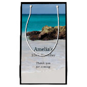 Azure Ocean Sandy Beach Foto Verjaardag Bedankt Klein Cadeauzakje (Voorkant)