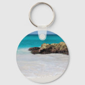 Azure Ocean Sandy Beach Foto Verjaardag Bedankt Sleutelhanger (Achterkant)