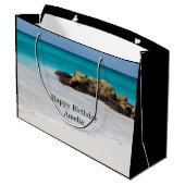 Azure Ocean Sandy Beach Foto Verjaardag Groot Cadeauzakje (Achterkant Gekanteld)
