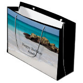 Azure Ocean Sandy Beach Foto Verjaardag Groot Cadeauzakje (Voorkant Gekanteld)