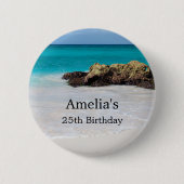 Azure Ocean Sandy Beach Foto Verjaardag Ronde Button 5,7 Cm (Voorkant)