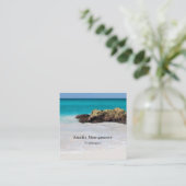 Azure Ocean Sandy Beach Foto Vierkante Visitekaartje (Staand voorkant)