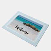 Azure Ocean Sandy Beach Foto Welkom Deurmat (Schuin)