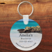 Azure Ocean Sandy Beach Fotobedrijf Sleutelhanger (Achterkant)