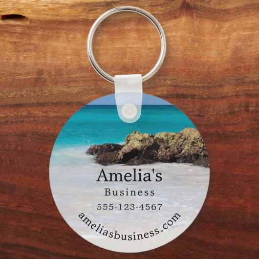 Azure Ocean Sandy Beach Fotobedrijf Sleutelhanger (Voorkant)