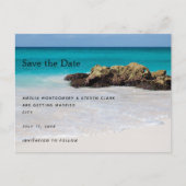 Azure Ocean Sandy Beach Fotobruiloft Aankondigingskaart (Voorkant)