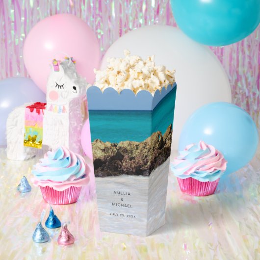 Azure Ocean Sandy Beach Fotobruiloft Bedankdoosjes (Feest)