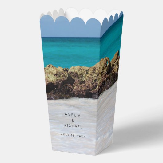 Azure Ocean Sandy Beach Fotobruiloft Bedankdoosjes (Voorkant)