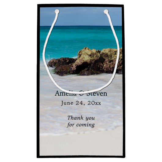 Azure Ocean Sandy Beach Fotobruiloft Klein Cadeauzakje (Achterkant)