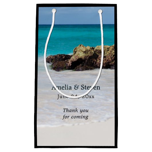 Azure Ocean Sandy Beach Fotobruiloft Klein Cadeauzakje (Voorkant)