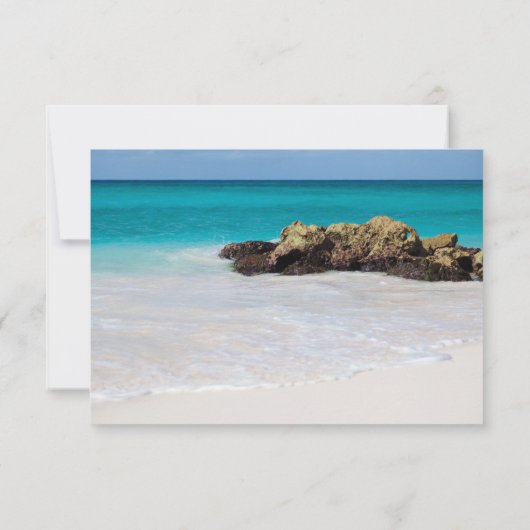 Azure Ocean Sandy Beach Fotobruiloft RSVP Kaartje (Achterkant)