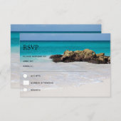 Azure Ocean Sandy Beach Fotobruiloft RSVP Kaartje (Voorkant / Achterkant)