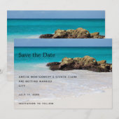 Azure Ocean Sandy Beach Fotobruiloft Save The Date (Voorkant / Achterkant)