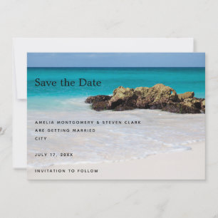 Azure Ocean Sandy Beach Fotobruiloft Save The Date