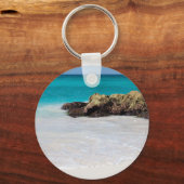 Azure Ocean Sandy Beach Fotobruiloft Sleutelhanger (Achterkant)