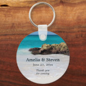Azure Ocean Sandy Beach Fotobruiloft Sleutelhanger (Voorkant)