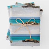 Azure Ocean Sandy Beach Fotopatroon Inpakpapier Vel (In situ)