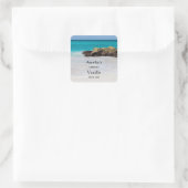 Azure Ocean Sandy Beach Photo Candle Business Vierkante Sticker (Tas)