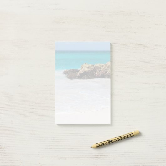 Azure Ocean Sandy Beach vervaagde foto Post-it® Notes (Op bureau)