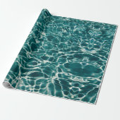 Azure Ocean Waves Wrapping Paper Cadeaupapier (Uitgerold)