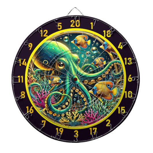 Azure Octopus Tide Dartboard Dartbord (Voorkant)