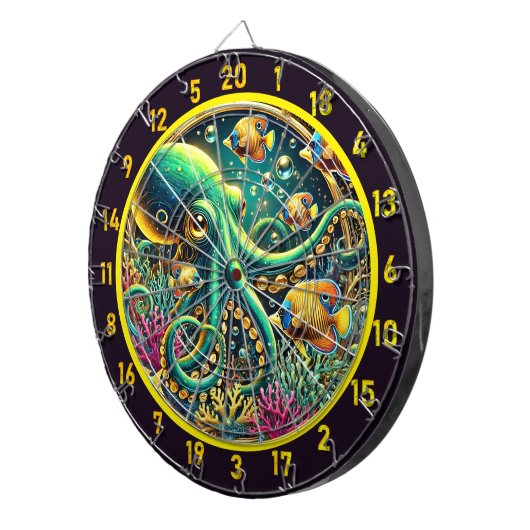 Azure Octopus Tide Dartboard Dartbord (Voorkant Rechts)